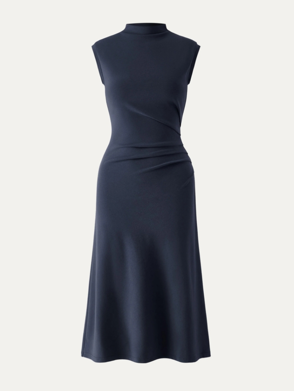 OGL Navy Sleeveless Mock-Neck Midi Dress